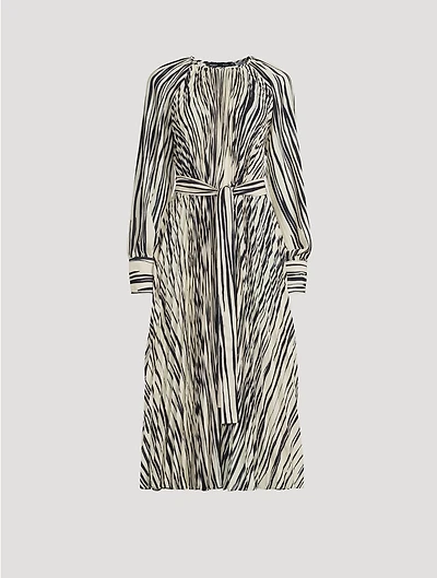 Carol Pleated Midi Dress Stripe Print