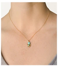 14K Gold Evil Eye Disk Necklace With Turquoise