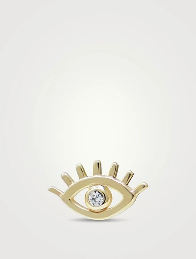 Anzie x Mel Soldera 14K Gold Evil Eye Lash Stud Earring With Diamond
