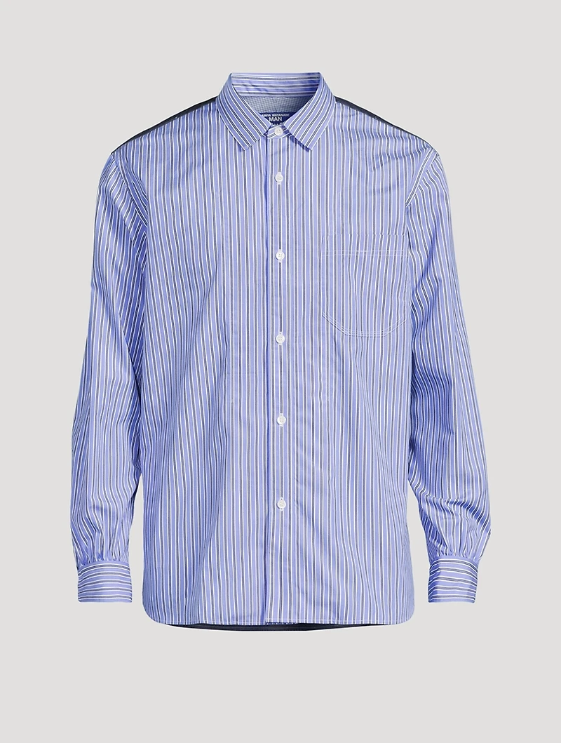 Cotton Shirt With Striped Front