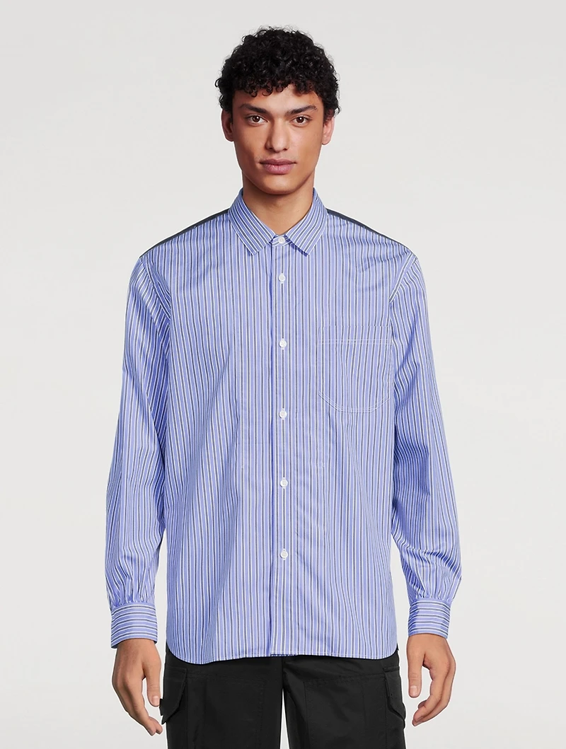 Cotton Shirt With Striped Front