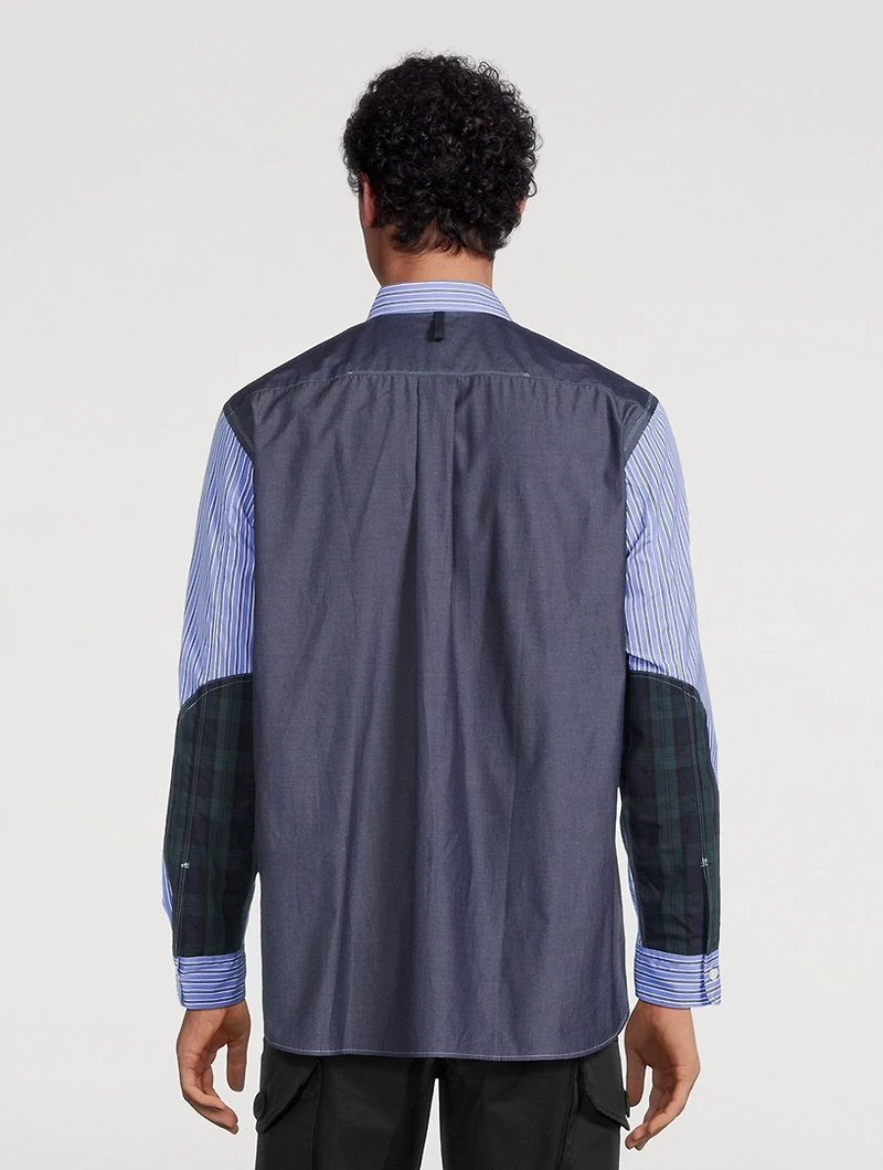 Cotton Shirt With Striped Front