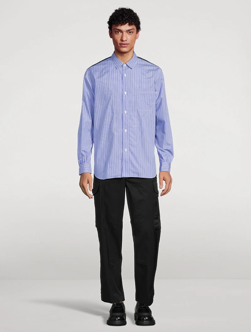 Cotton Shirt With Striped Front