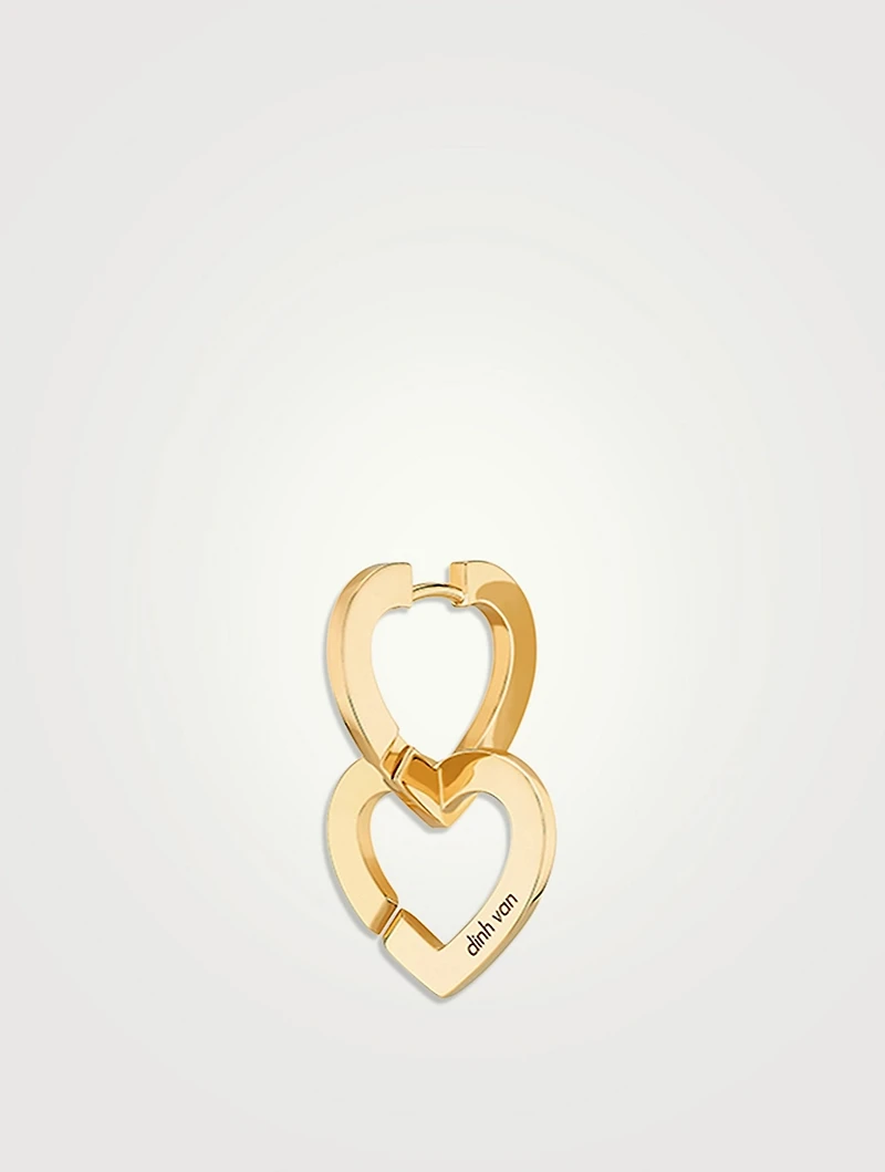 Large Double Cœurs R12 18K Gold Mono Hoop Earring