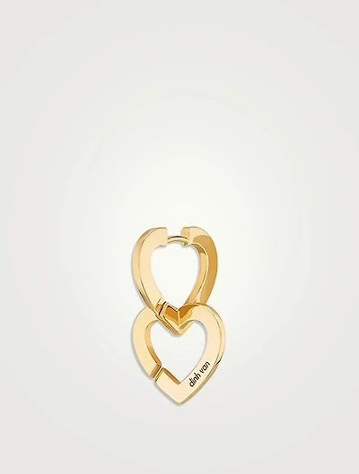 Large Double Cœurs R12 18K Gold Mono Hoop Earring