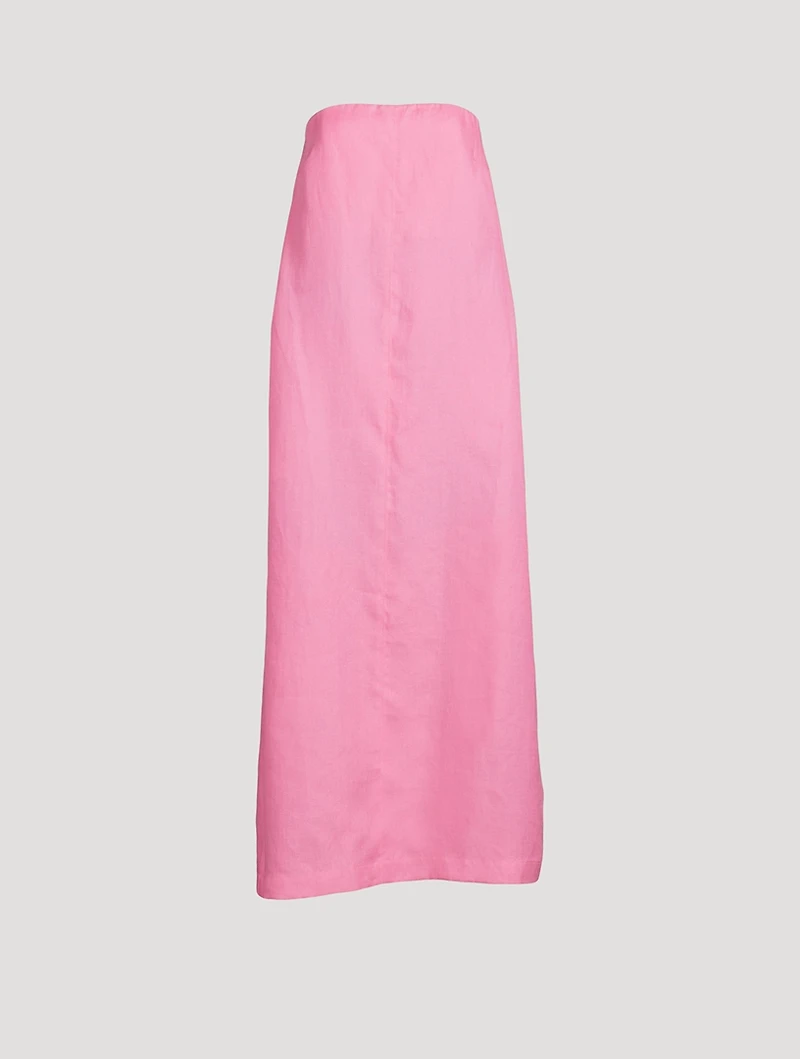 Delphi Organic Linen Strapless Maxi Dress