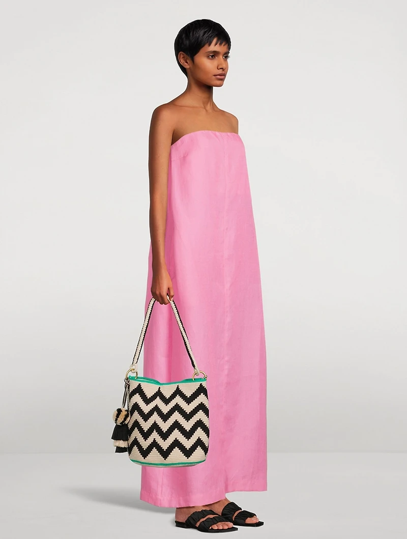 Delphi Organic Linen Strapless Maxi Dress