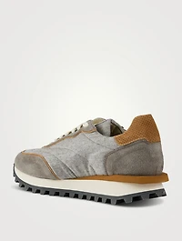Suede And Flannel Mixed Sneakers
