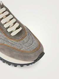 Suede And Flannel Mixed Sneakers