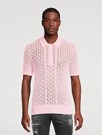 Knitted Openwork Cotton Polo Shirt