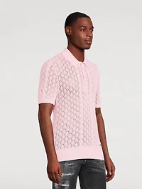 Knitted Openwork Cotton Polo Shirt