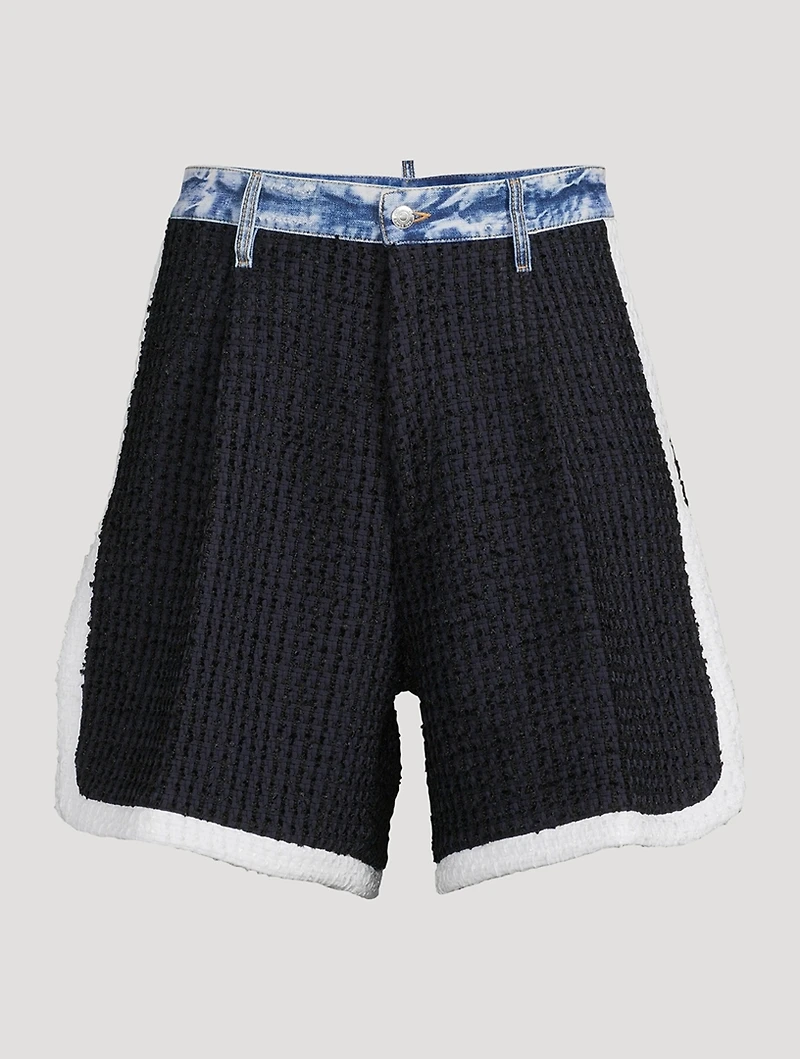 Stretch Cotton Bouclé Denim Shorts