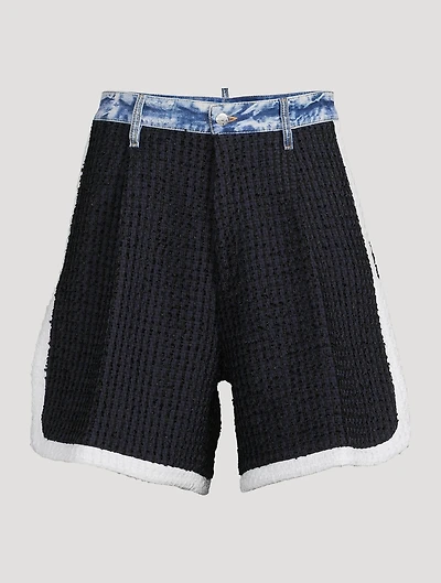 Stretch Cotton Bouclé Denim Shorts