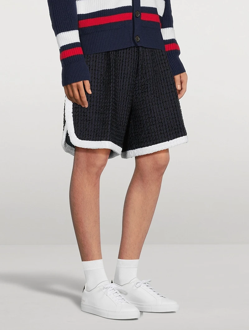 Stretch Cotton Bouclé Denim Shorts