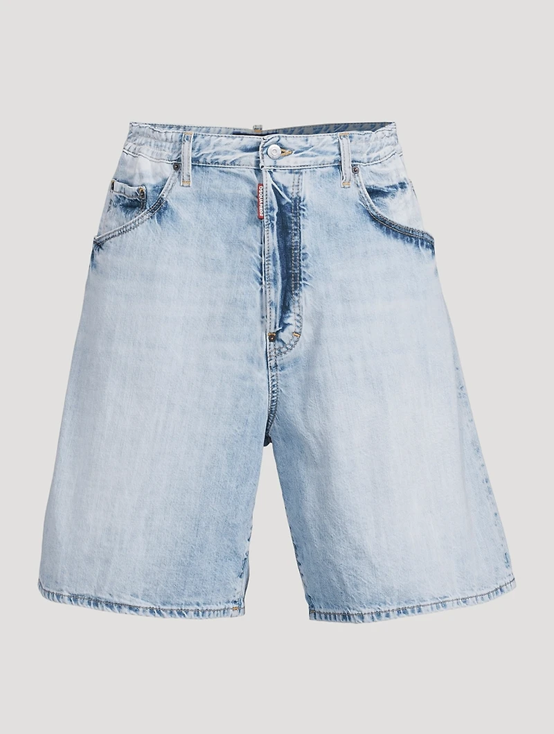 Washed Denim Shorts