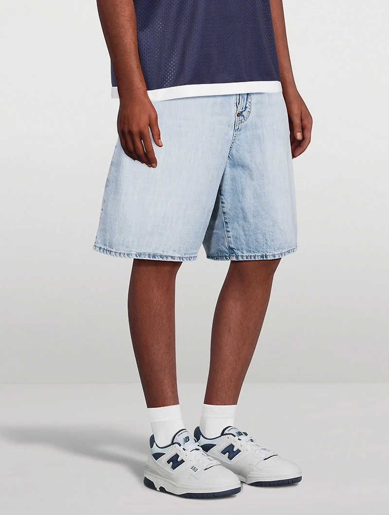 Washed Denim Shorts