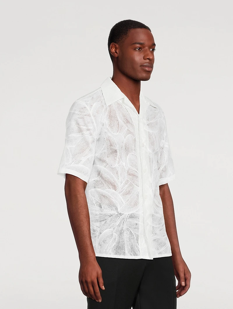 Silk Organza Short-Sleeve Shirt