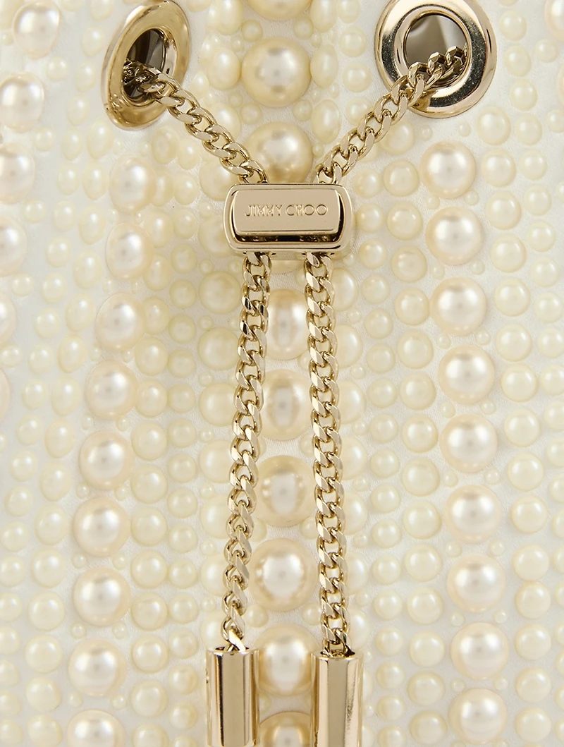 Bon Bon Pearl-Embellished Satin Clutch