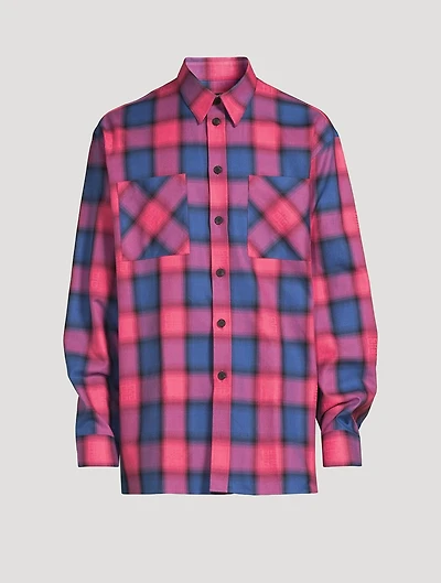 Cotton Oversized Shirt Check Print