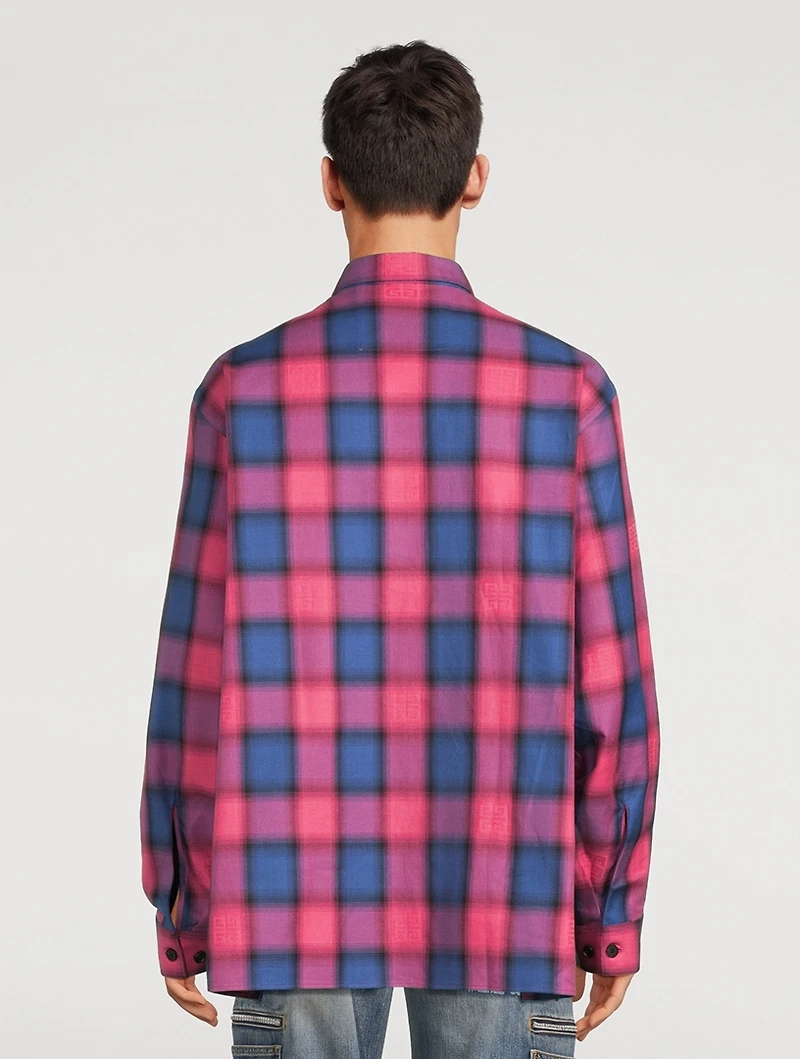 Cotton Oversized Shirt Check Print