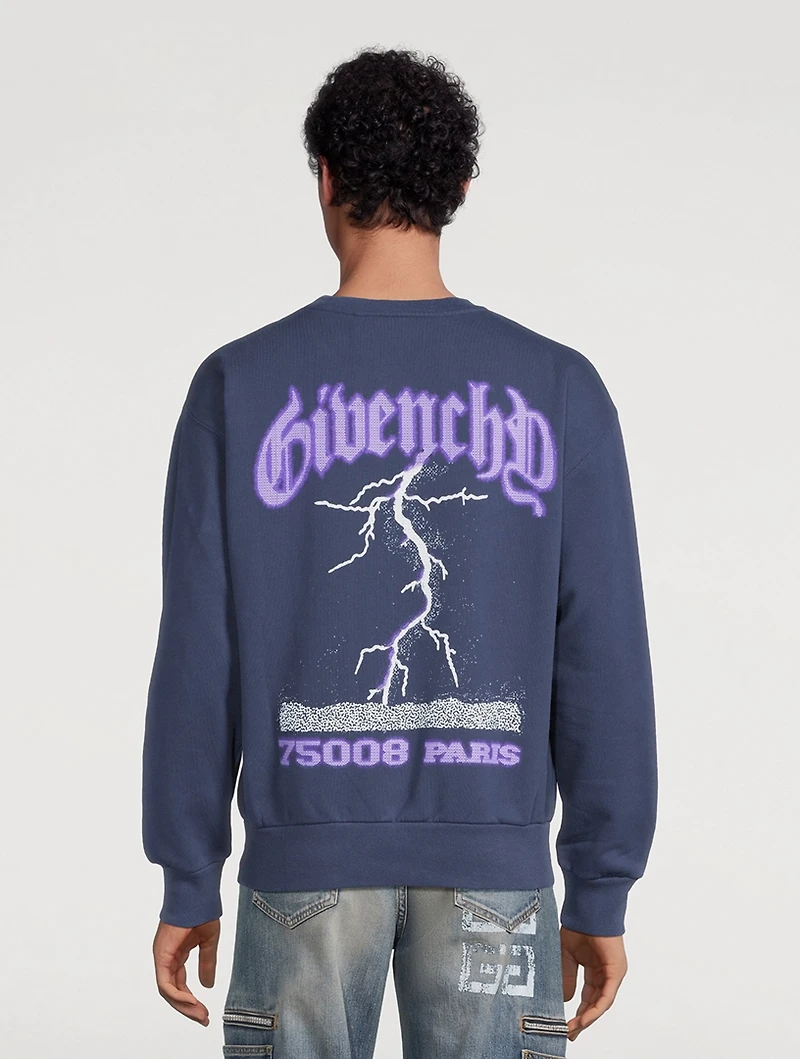 Fleece Sweatshirt With Reflective Artwork