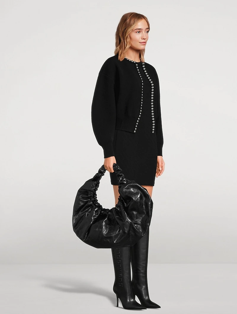 Large Crescent Leather Shoulder Bag