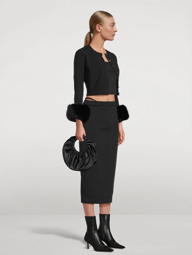 Small Crescent Satin Shoulder Bag