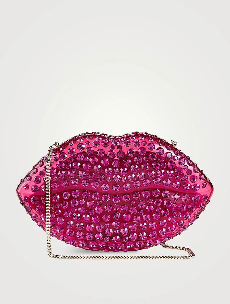 Kiss Me Embellished Acrylic Minaudière