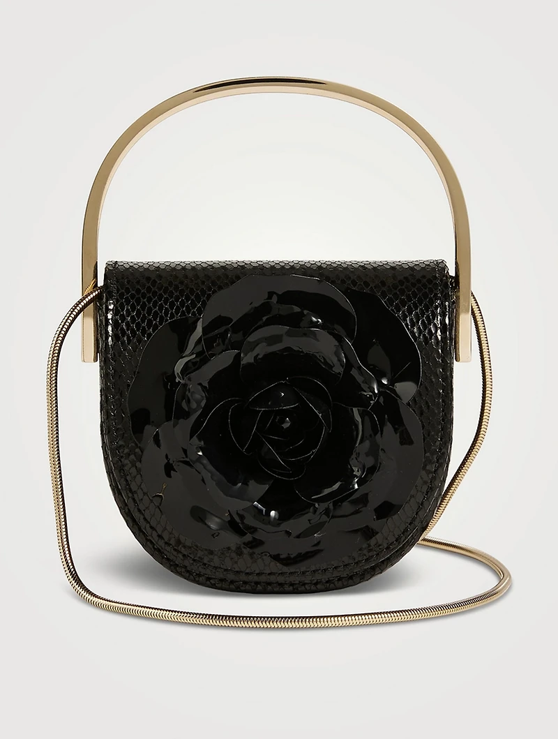 Micro Paris Rose Snakeskin-Embossed Leather Bag
