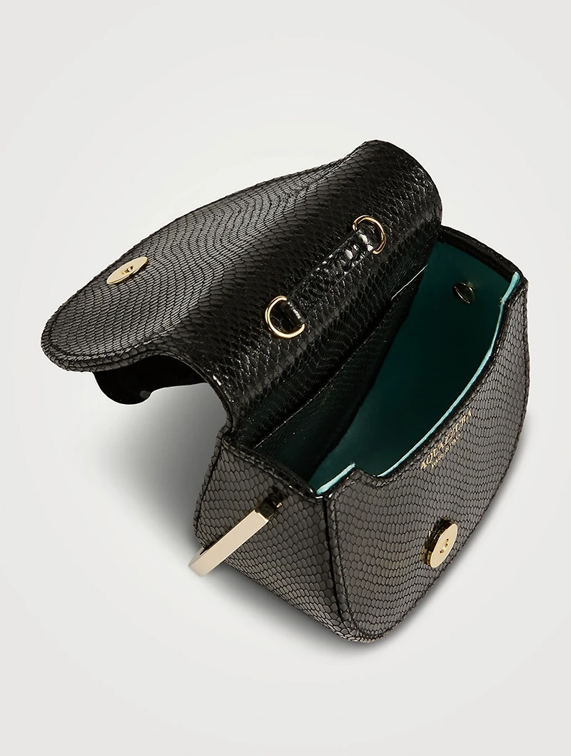 Micro Paris Rose Snakeskin-Embossed Leather Bag