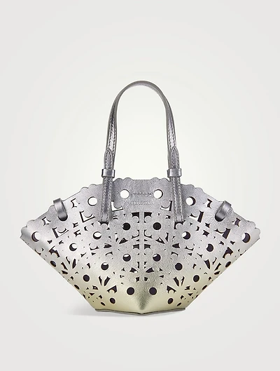 Mini Daisy Metallic Leather Tote Bag