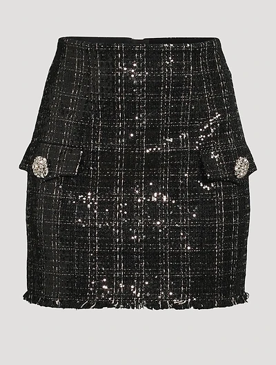 Sequin Tweed Mini Skirt