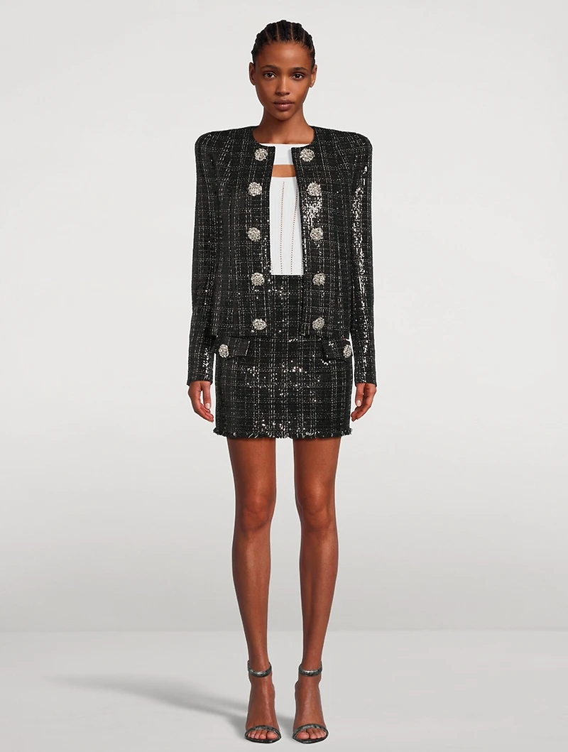 Sequin Tweed Mini Skirt