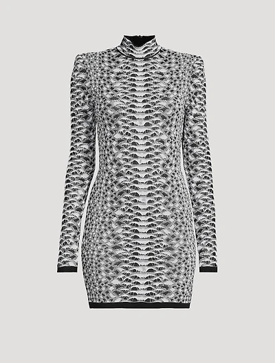 Snakeskin-Embossed Knit Mini Dress