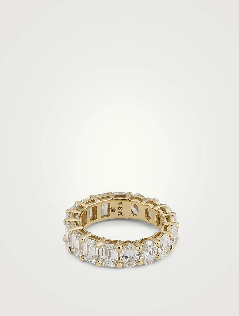 Mix & Match 18K Gold Band With Oval And Emerald Diamonds