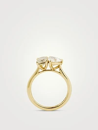 Moi-et-Toi 18K Gold Heart Emerald Diamond Ring