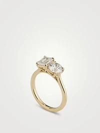 Moi-et-Toi 18K Gold Ring With Emerald And Round Diamonds