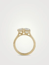 Moi-et-Toi 18K Gold Ring With Emerald And Round Diamonds