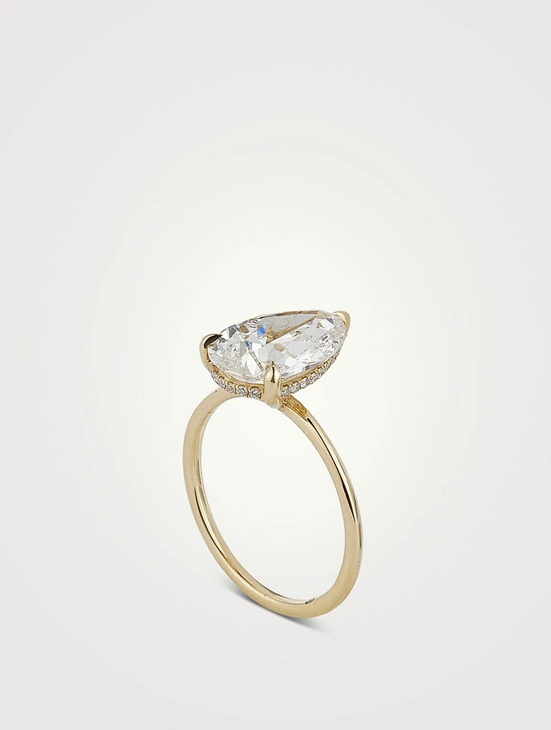 Signature 18K Gold Solitaire Pear Diamond Ring