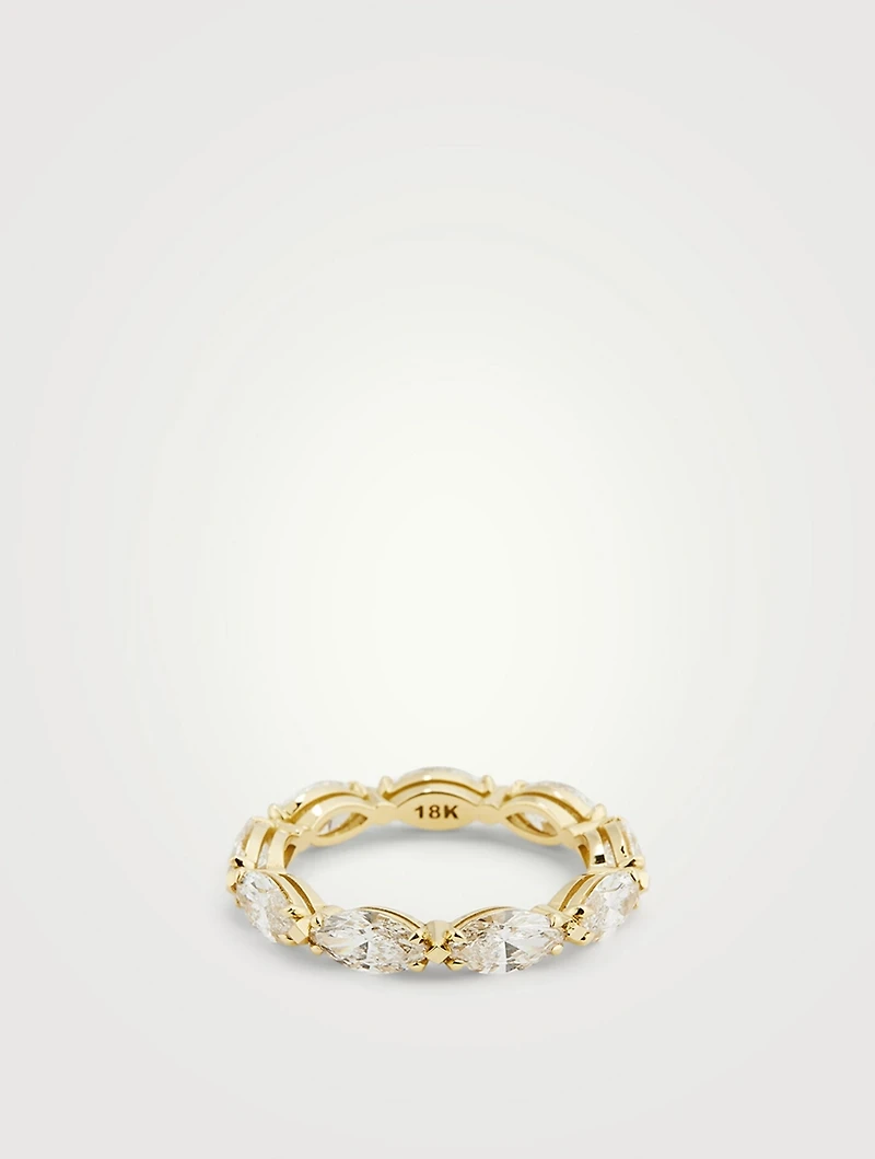 Signature 18K Gold Band With Marquise Diamonds