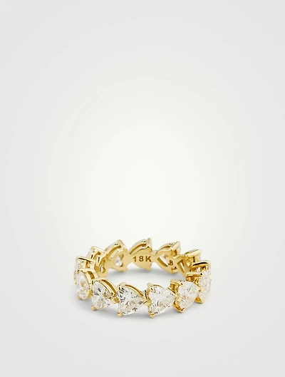 Signature 18K Gold Eternity Band With Heart Diamonds