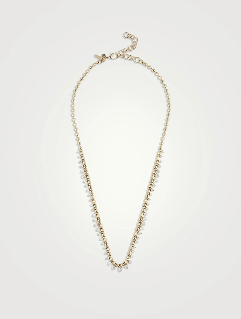 Luxe 14K Gold Droplet Necklace With Diamonds