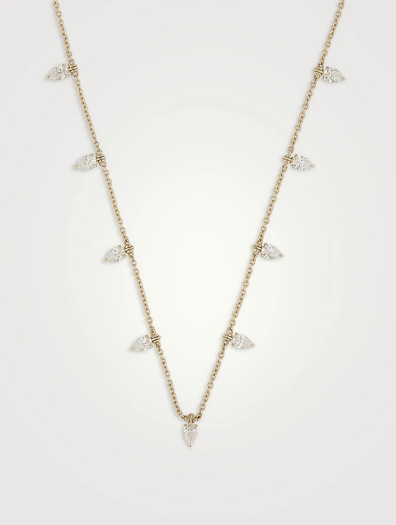 Luxe 14K Gold Droplet Necklace With Pear Diamonds