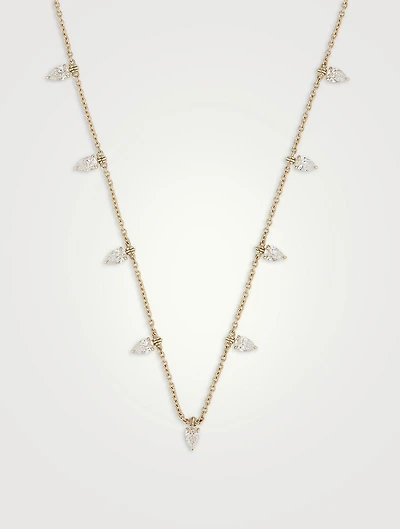 Luxe 14K Gold Droplet Necklace With Pear Diamonds