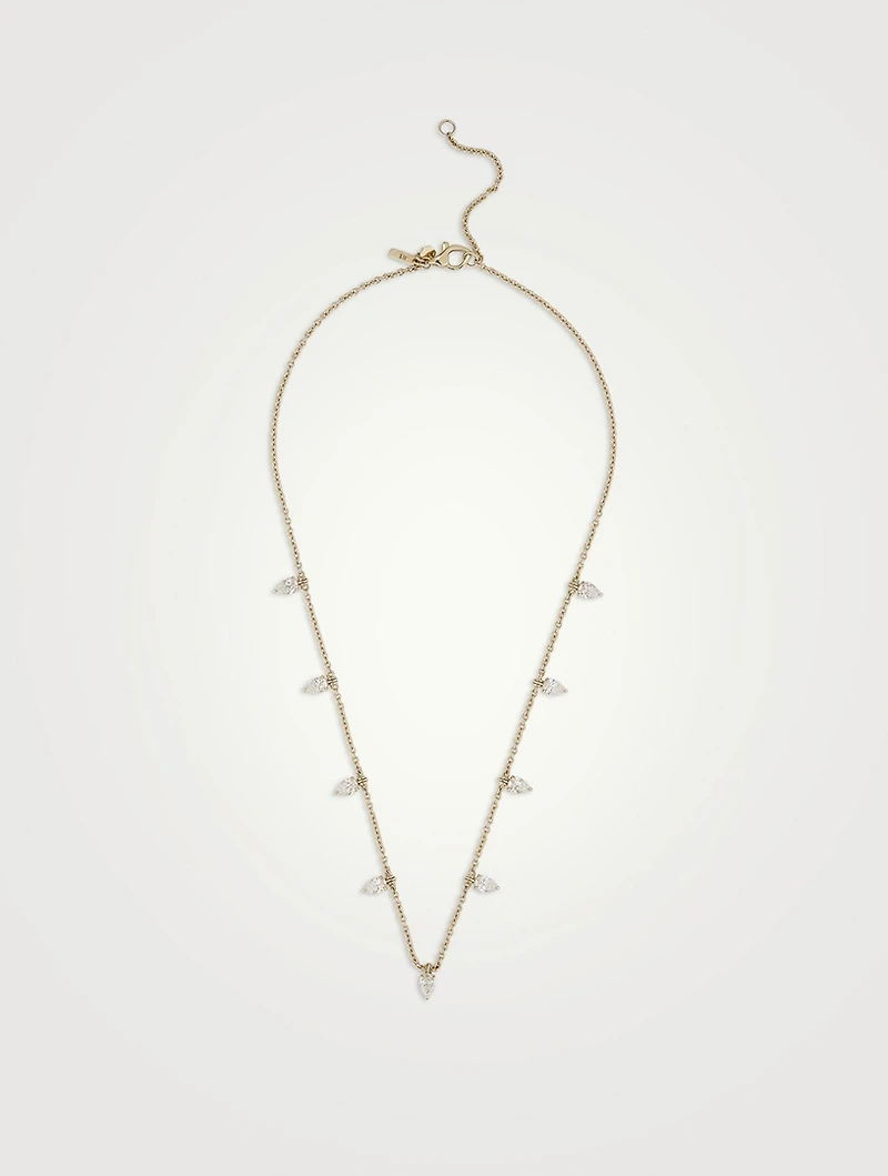 Luxe 14K Gold Droplet Necklace With Pear Diamonds