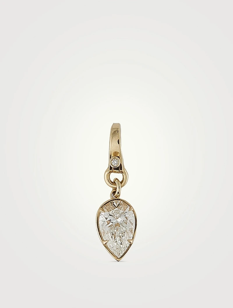 14K Gold Medallion With Pear Diamond