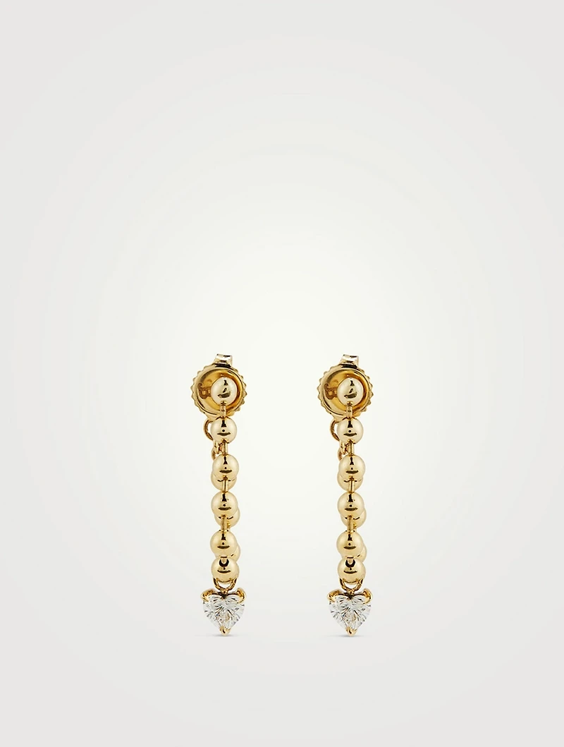 Luxe 14K Gold Droplet Earrings With Heart Diamonds