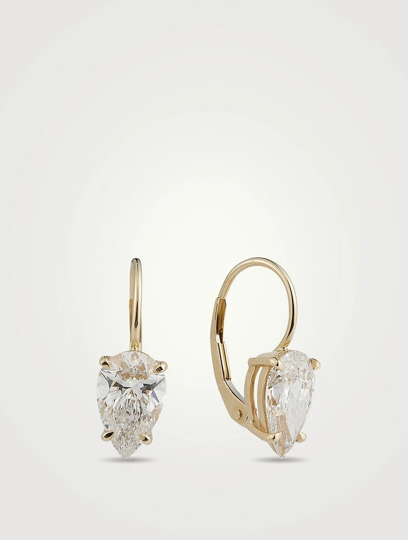 Signature 14K Gold Huggies With Pear Diamond