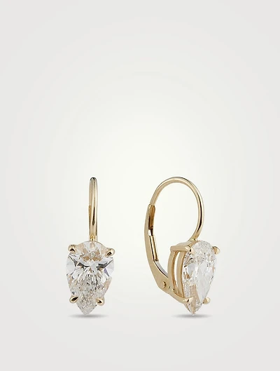 Signature 14K Gold Huggies With Pear Diamond