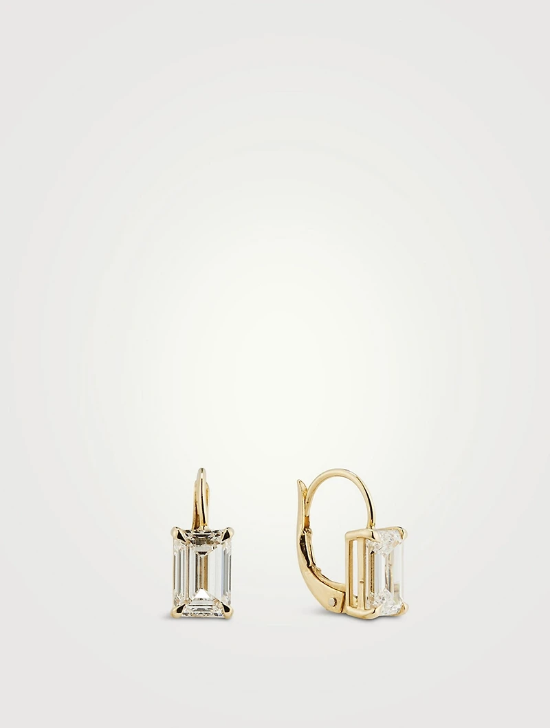 Signature 14K Gold Huggies With Emerald Diamonds
